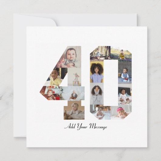数字40のフォトコラージュ サンキューカード (正面)