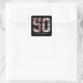数字50のフォトコラージュ スクエアシール (バッグ)