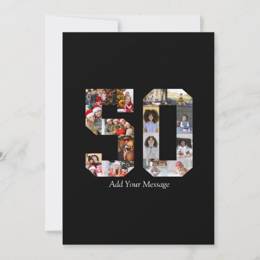数字50の写真コラージュ サンキューカード (正面)