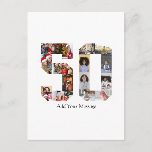 数字50の写真コラージュ ポストカード (正面)