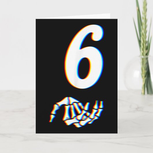 数字6と67のミーム スケルトンの手 ハロウィン カード (正面)