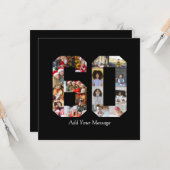 数字60の写真コラージュ カード (正面/裏面インサイチュ)