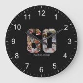 数字60の写真コラージュ ラージ壁時計 (正面)