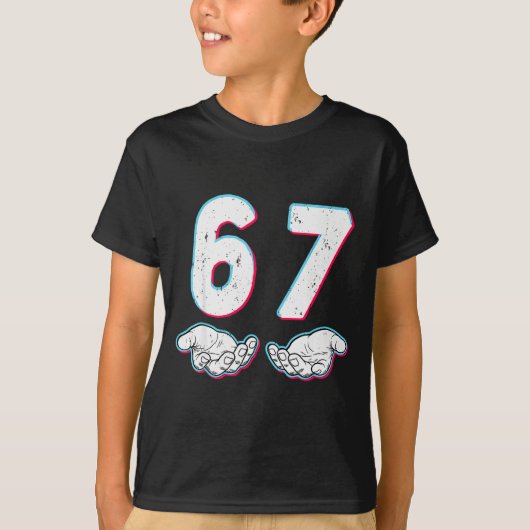 数字67のマッチング シックス セブン 6 7 ミーム 6-7 ハロウィーン Tシャツ (正面)