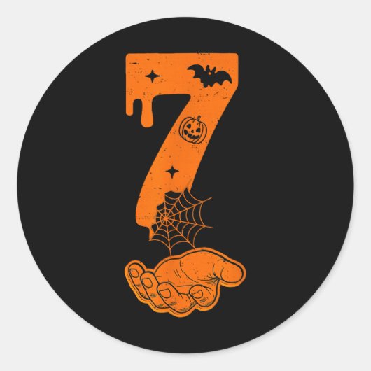 数字67 6と7 ミーム ハロウィン ラウンドシール (正面)
