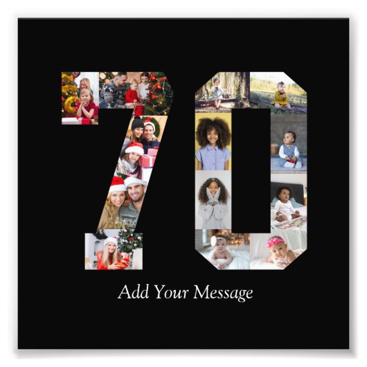 数字70の写真コラージュ フォトプリント (正面)