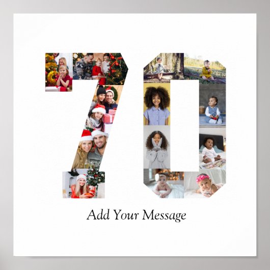 数字70の写真コラージュ ポスター (正面)