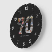 数字70の写真コラージュ ラージ壁時計 (傾斜)