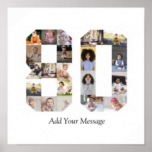 数字80のフォトコラージュ ポスター (正面)