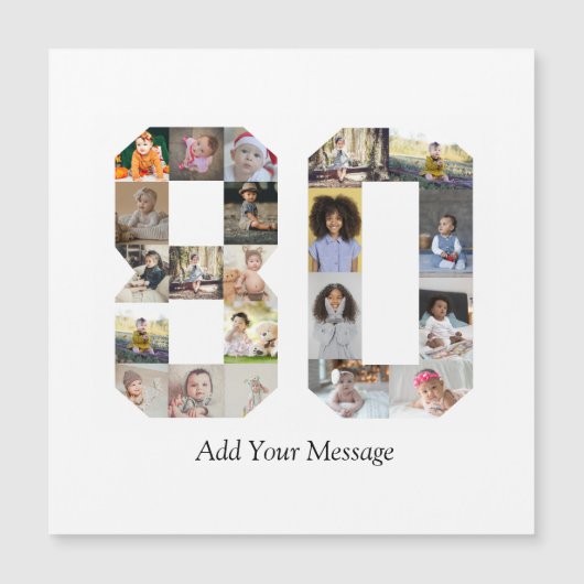 数字80の写真コラージュ (正面)