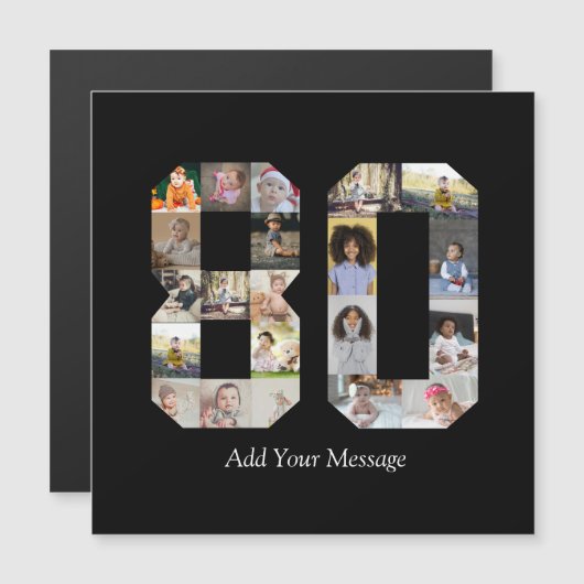 数字80の写真コラージュ (正面/裏面)