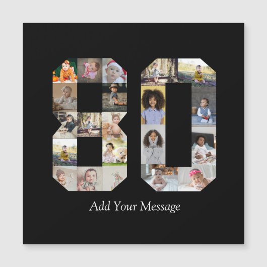 数字80の写真コラージュ (正面)