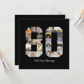 数字80の写真コラージュ カード (正面/裏面インサイチュ)