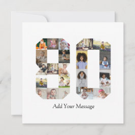 数字80の写真コラージュ サンキューカード