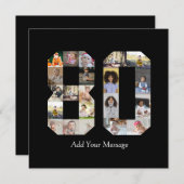 数字80の写真コラージュ シーズンカード (正面/裏面)