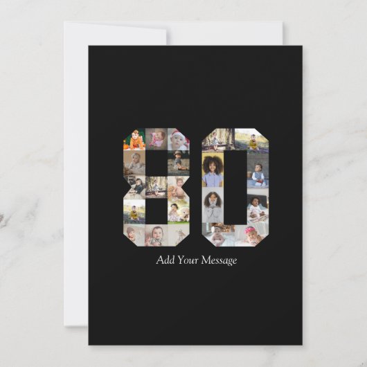 数字80の写真コラージュ シーズンカード (正面)