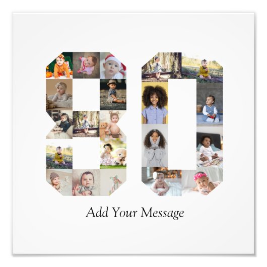 数字80の写真コラージュ フォトプリント            (正面)