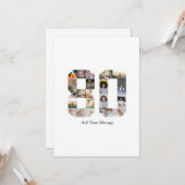 数字80写真コラージュ カード (正面/裏面インサイチュ)