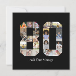 数字80 フォト コラージュ サンキューカード