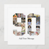 数字90写真コラージュ サンキューカード (正面/裏面)