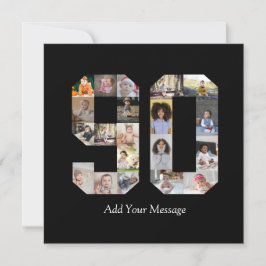 数字90写真コラージュ サンキューカード