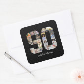 数字90写真コラージュ スクエアシール (封筒)