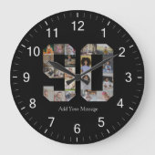 数字90 フォト コラージュ ラージ壁時計 (正面)