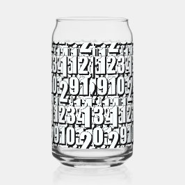 数字 ブラック ホワイト        ガラス缶