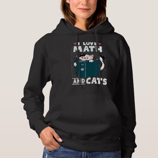 数学おたく数学先生猫I Love Math And Cats パーカ (正面)