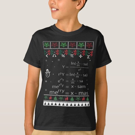 数学おもしろいの醜いクリスマスプレゼントメリークリスマス Tシャツ (正面)