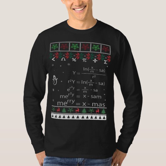 数学おもしろいの醜いクリスマスプレゼントメリークリスマス Tシャツ (正面)