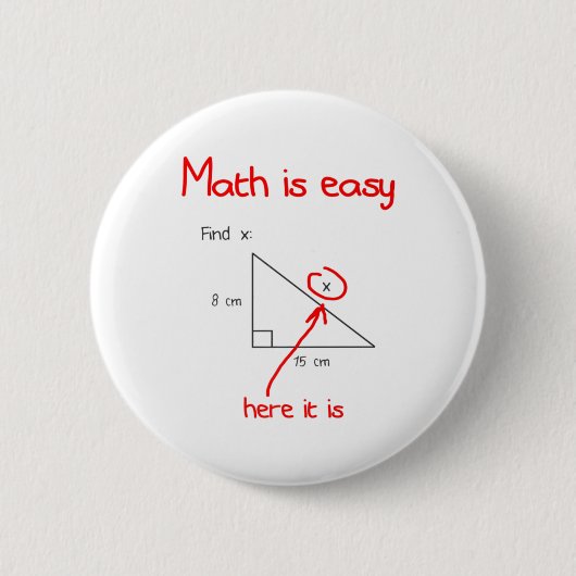数学おもしろいは簡単だx代数の巧妙なstu 缶バッジ (正面)
