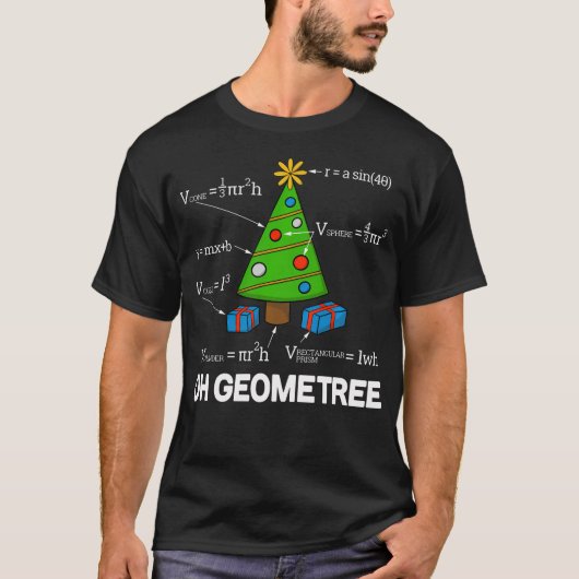 数学おもしろい幾何学クリスマスツリーパン先生 Tシャツ (正面)