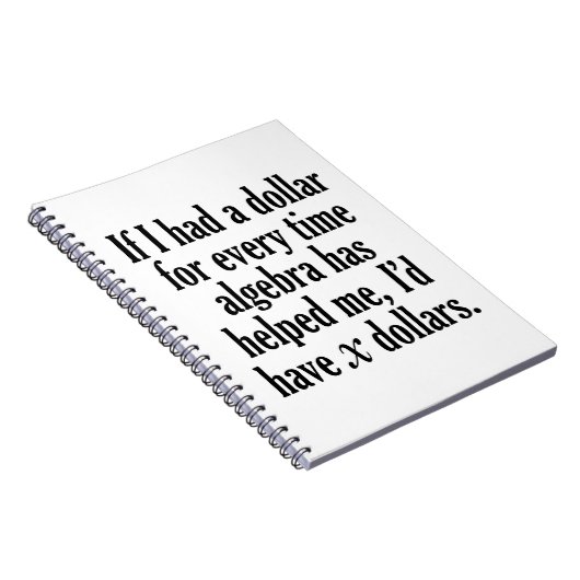 数学おもしろい/代数引用文- xドルもらう ノートブック (右側)