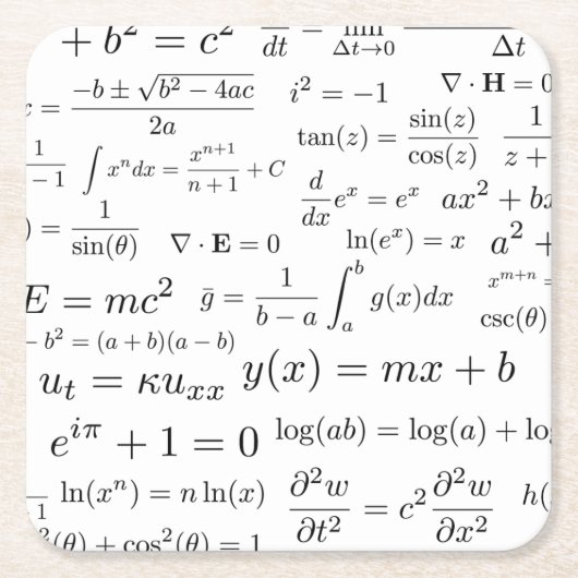 数学および科学のコースターの同等化 スクエアペーパーコースター (正面)
