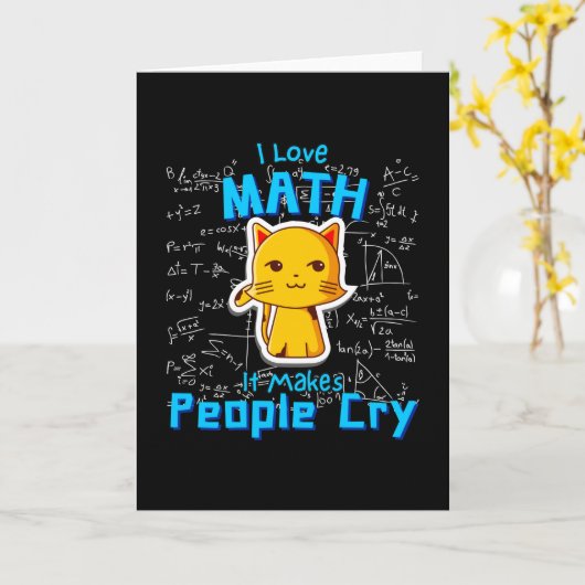 数学が大好きおもしろいな猫の数式ギーク カード (黄色い花)