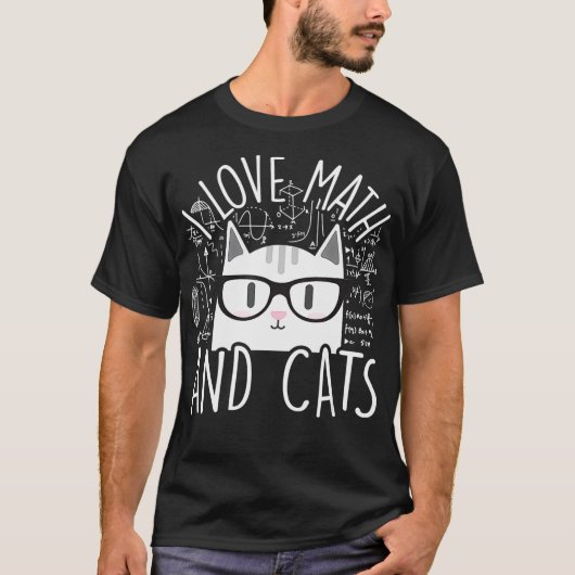数学が大好きで、猫が可愛い猫ネコ猫好き Tシャツ (正面)