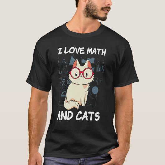 数学が大好きで、猫が可愛い猫ネコ Tシャツ (正面)