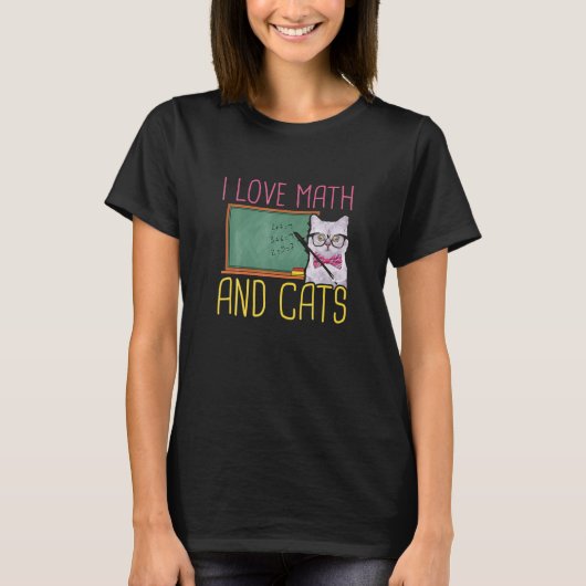 数学が大好きで、猫は数学が大好き Tシャツ (正面)
