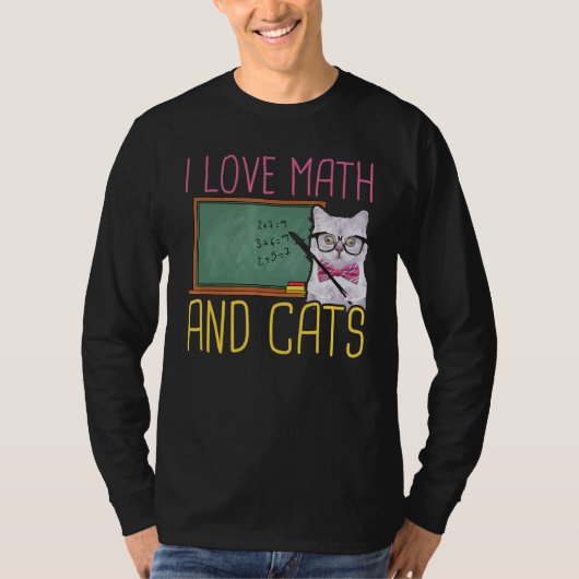 数学が大好きで、猫は数学が大好き Tシャツ (正面)
