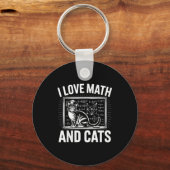 数学が大好きな猫好き ユニークな数学教師です 私は数学が大好きで  キーホルダー (正面)