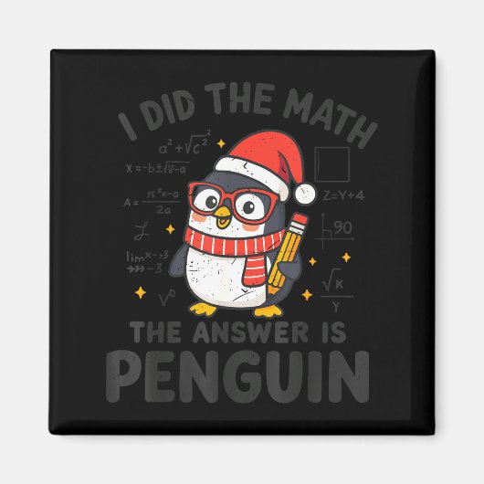 数学してみた 答えはペンギンクリスマスマット マグネット (正面)