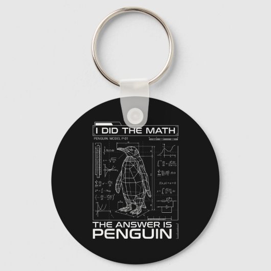 数学してみた 答えはペンギン 面白い数学Tシャツ キーホルダー (正面)