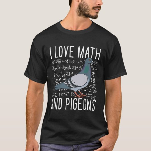 数学とハトのブリーダー野鳥観察学校の子が大好き Tシャツ (正面)