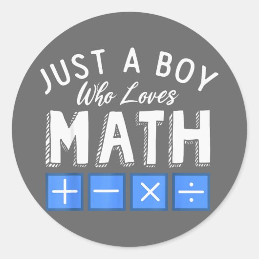 数学と代数が大好きな少年 楽しい数学 ラウンドシール (正面)