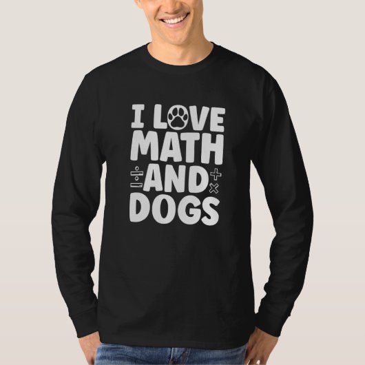 数学と犬が大好き パイの日 数学教師 犬 Tシャツ (正面)