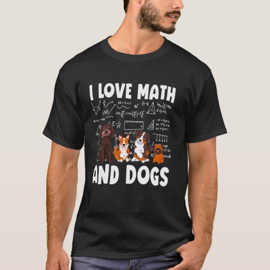数学と犬が好きな先生 生徒 学校 ペットL Tシャツ (正面)