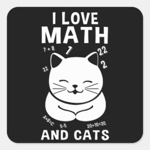 数学と猫が大好き学校の先生猫好き スクエアシール
