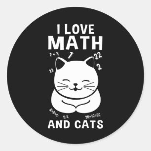 数学と猫が大好き学校の先生猫好き ラウンドシール