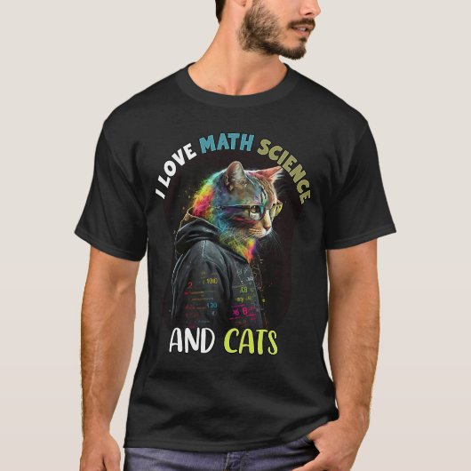 数学と猫が大好き数学おたく茶 Tシャツ (正面)